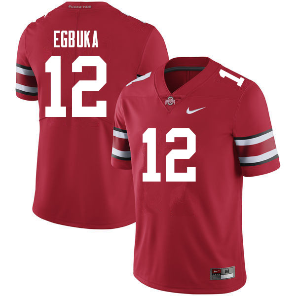 Men #12 Emeka Egbuka Ohio State Buckeyes College Football Jerseys Sale-Red